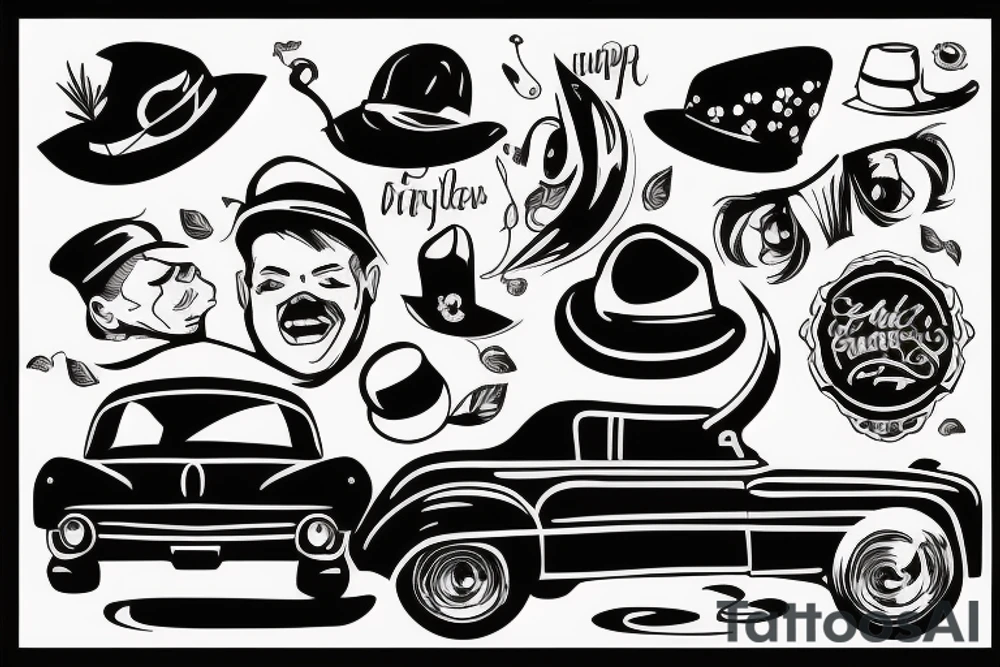 Black car with a funny hat tattoo idea