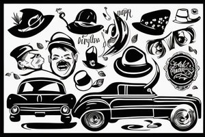 Black car with a funny hat tattoo idea