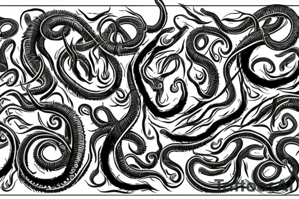 Hermaeus Mora Daedric Prince of knowledge and memory as a grotesque mass of tentacles and eyeballs tattoo idea