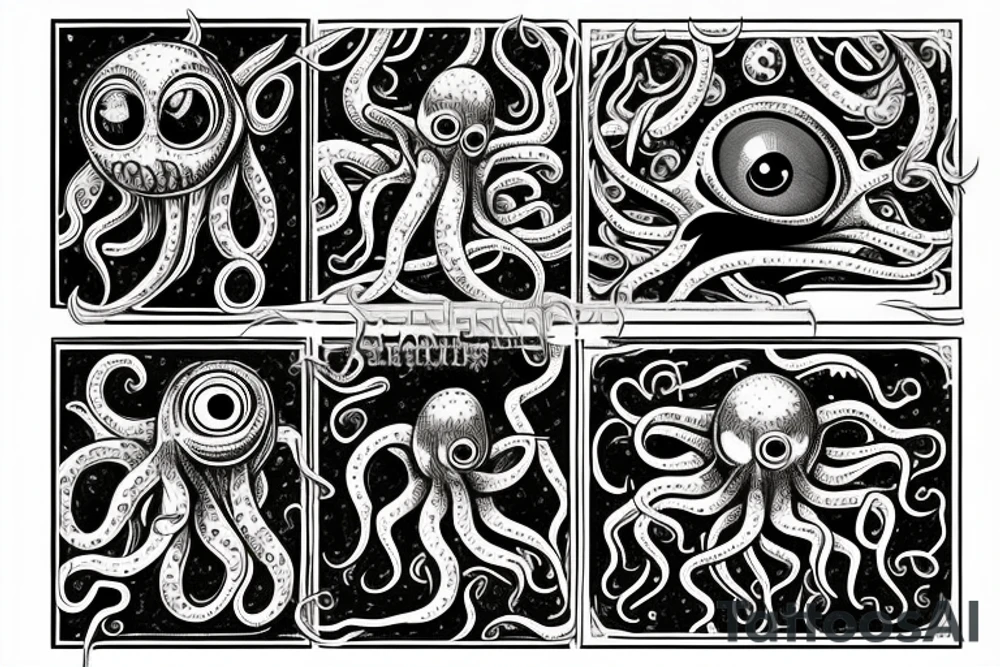 grotesque mass of tentacles and eyeballs Hermaeus Mora Daedric Prince tattoo idea