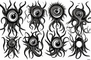 grotesque mass of tentacles and eyeballs Hermaeus Mora Daedric Prince tattoo idea