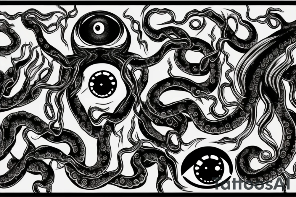 grotesque mass of tentacles and eyeballs Hermaeus Mora Daedric Prince tattoo idea