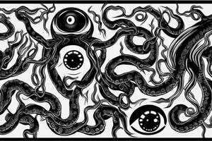 grotesque mass of tentacles and eyeballs Hermaeus Mora Daedric Prince tattoo idea