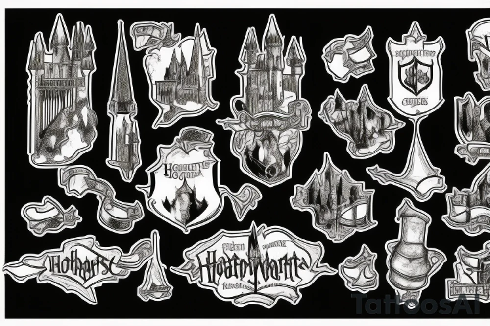 hogwarts castle with scenes from the books tattoo idea hogwarts castle with scenes from the books tattoo idea