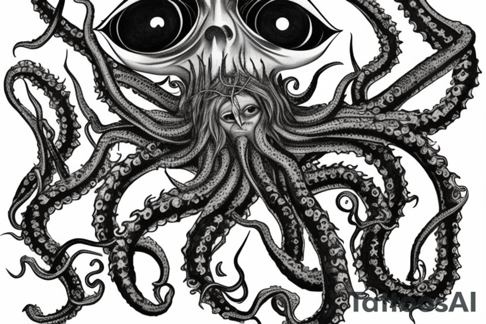 Hermaeus Mora Daedric Prince of knowledge and memory as a grotesque black mass of tentacles and a lot of eyeballs tattoo idea Hermaeus Mora Daedric Prince of knowledge and memory as a grotesque black mass of tentacles and a lot of eyeballs tattoo idea