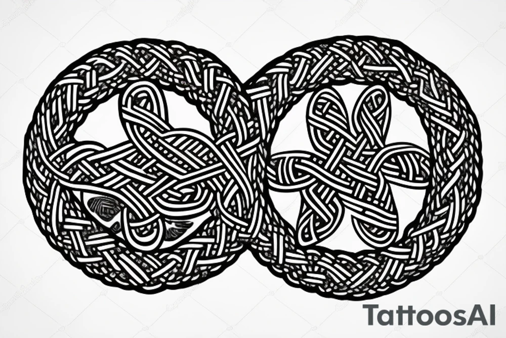 Bird and a dog Viking knot in a circle tattoo idea