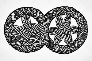 Bird and a dog Viking knot in a circle tattoo idea