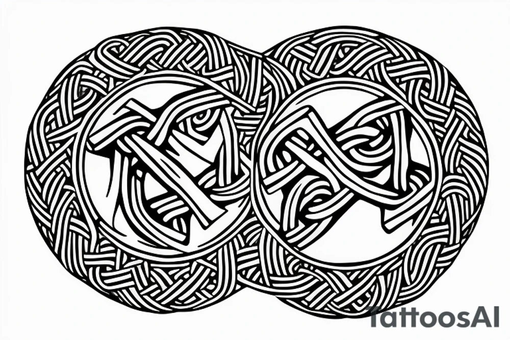 Bird and a dog Viking knot in a circle tattoo idea