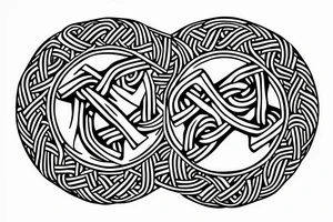 Bird and a dog Viking knot in a circle tattoo idea