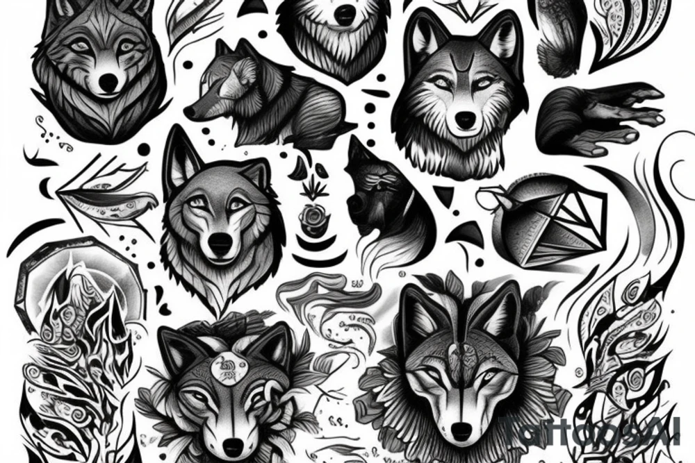 Wolf showing the virtue of dealing with the hardships of life while still seeing the beauty of living tattoo idea