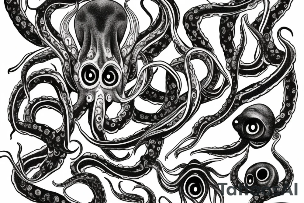 Hermaeus Mora
 huge black mass of a lot of tentacles and a lot of randomly placed eyeballs horizontally symmetric tattoo idea