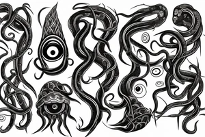 Hermaeus Mora
 huge black mass of a lot of tentacles and a lot of randomly placed eyeballs horizontally symmetric tattoo idea