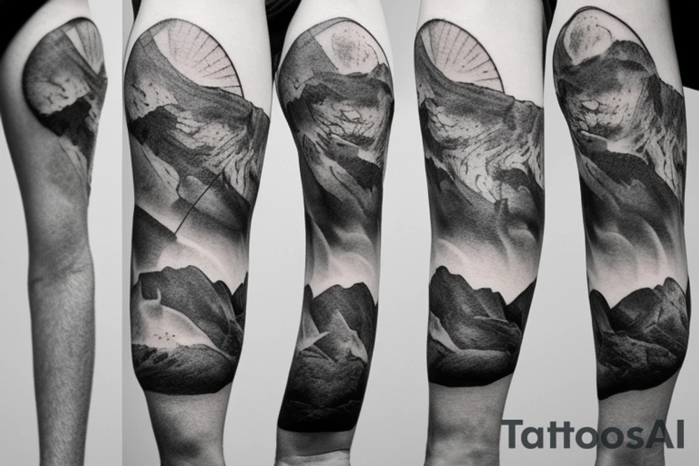 Sisyphus pushing a boulder up a hill tattoo idea