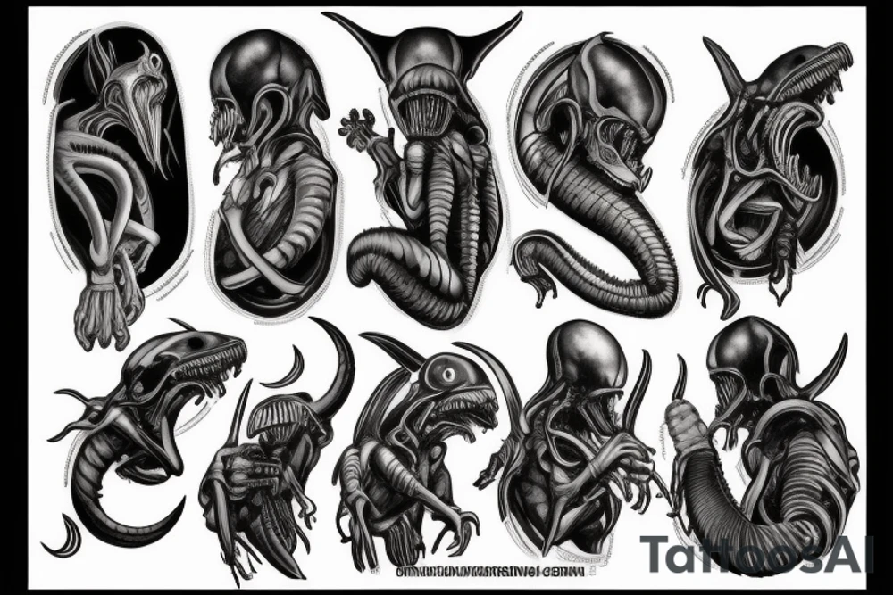 A dog killing a xenomorph tattoo idea