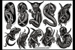 A dog killing a xenomorph tattoo idea