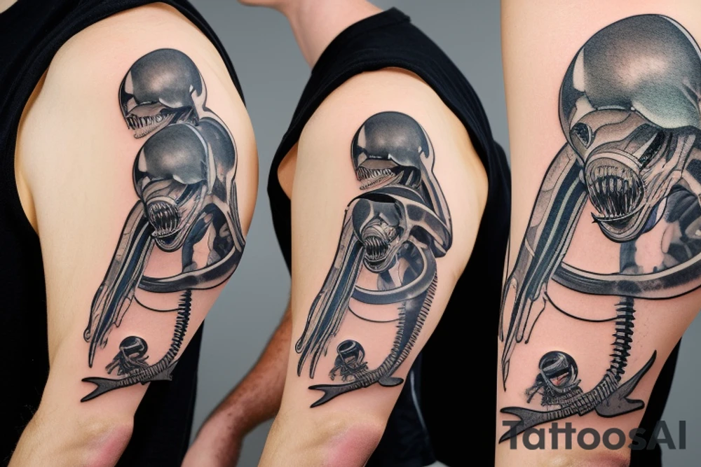 A dog killing a xenomorph tattoo idea