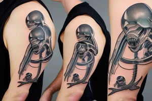 A dog killing a xenomorph tattoo idea