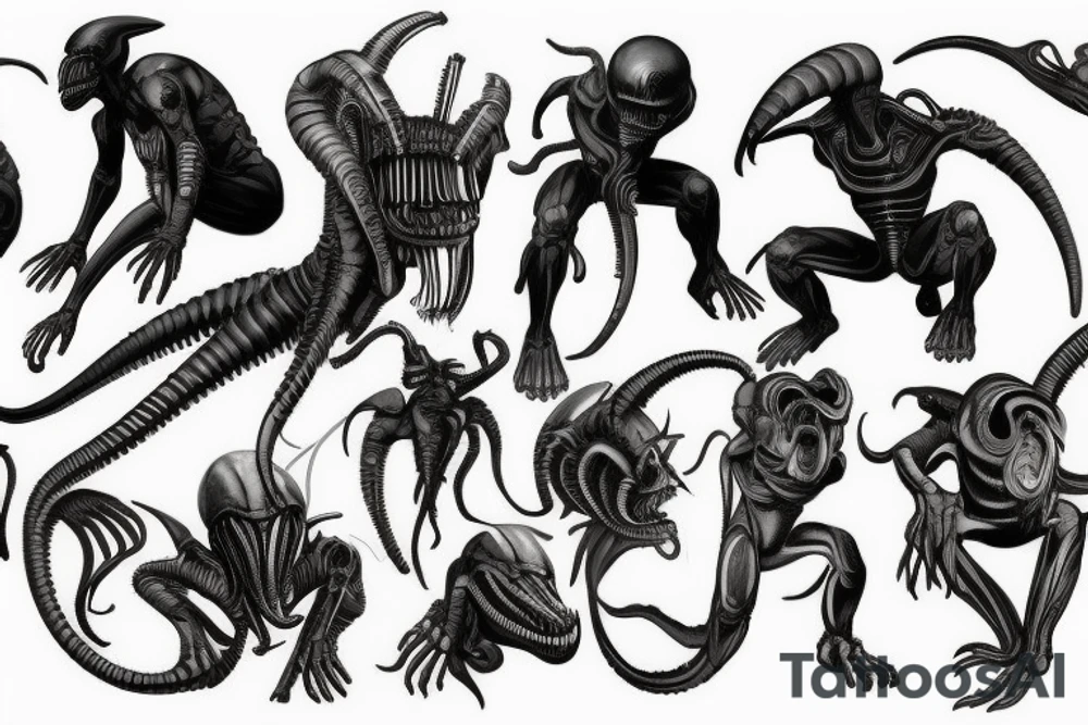 xenomorph crouching tattoo idea