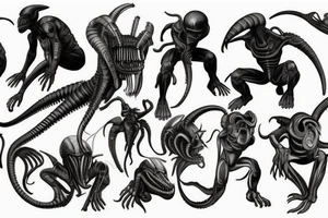 xenomorph crouching tattoo idea