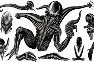 xenomorph crouching tattoo idea