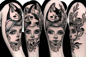 Nurse with cat head tattoo idea