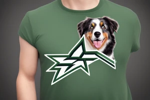 Australian shepherd wearing a dallas stars jersey tattoo idea