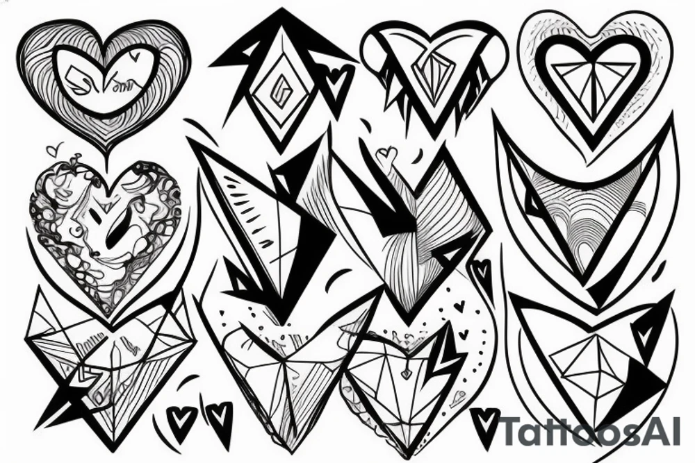 heart, thunder and triangle tattoo idea