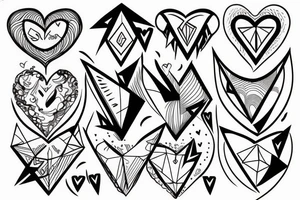heart, thunder and triangle tattoo idea
