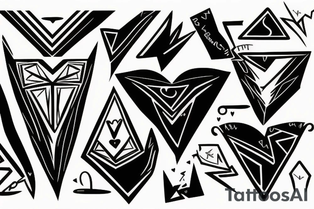 heart, thunder and triangle tattoo idea
