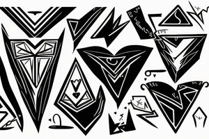 heart, thunder and triangle tattoo idea