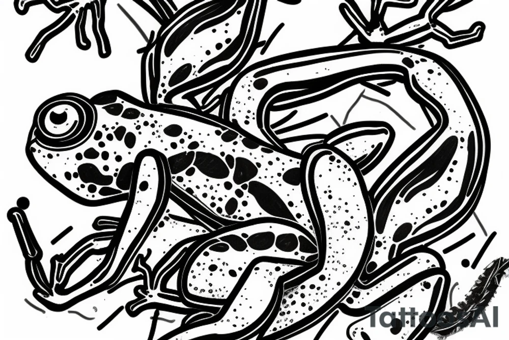 a poison dart frog emerging from portal tattoo idea