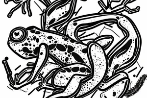 a poison dart frog emerging from portal tattoo idea