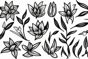 A olive branch and a lily flower tattoo idea