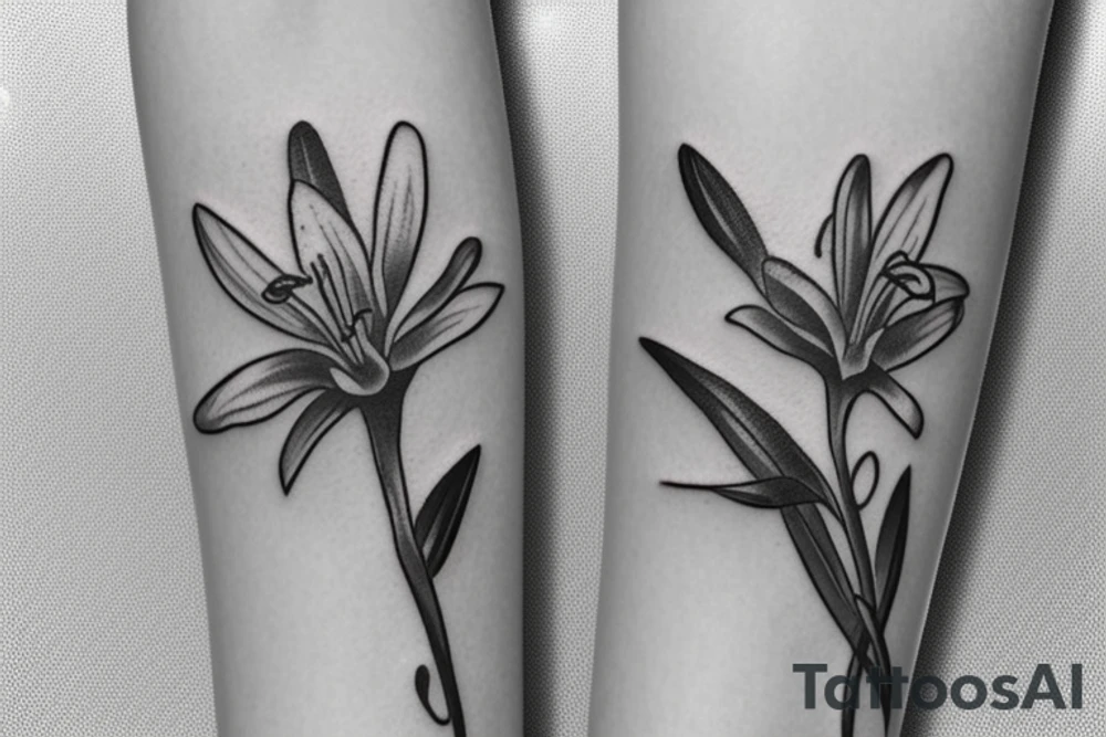 A olive branch and a lily flower tattoo idea