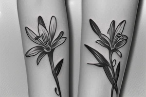 A olive branch and a lily flower tattoo idea