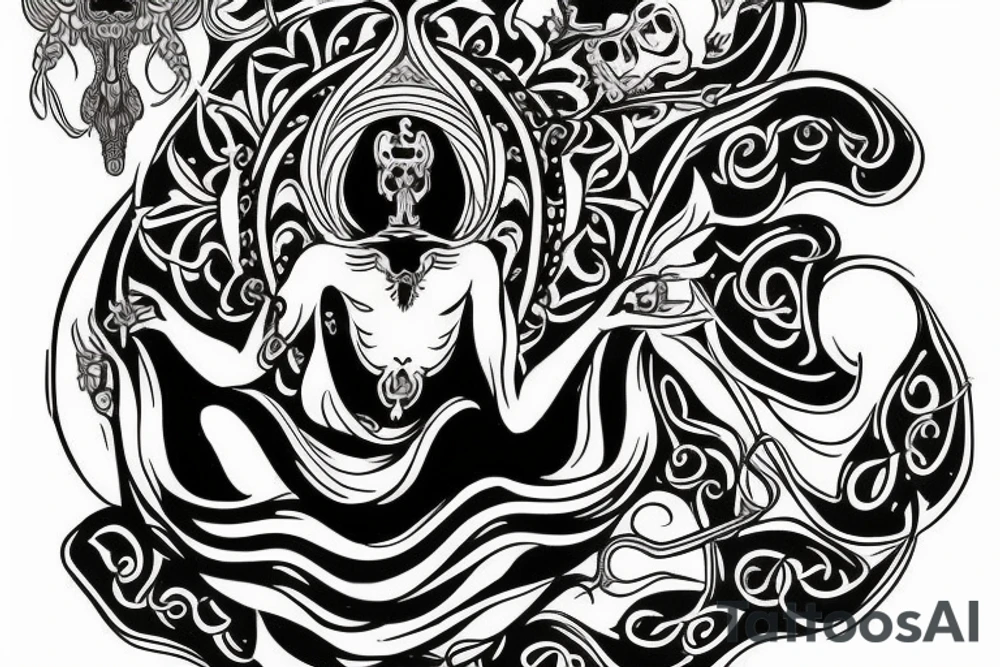 slavic mythology figure death symmetric tattoo idea