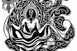 slavic mythology figure death symmetric tattoo idea