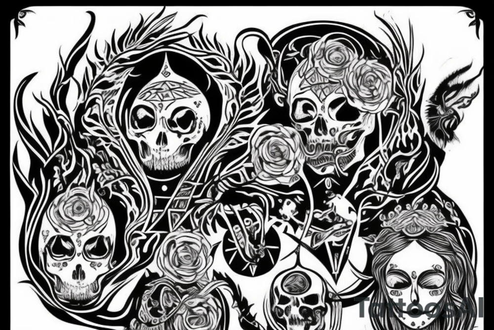 slavic mythology figure death symmetric tattoo idea