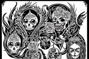 slavic mythology figure death symmetric tattoo idea