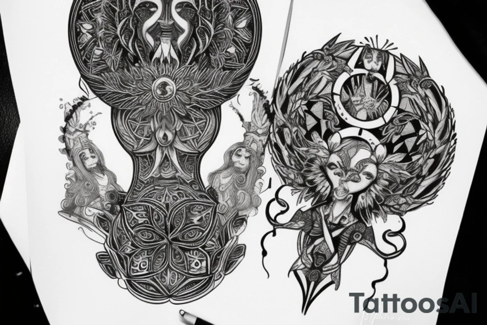 slavic mythology figure symmetric tattoo idea