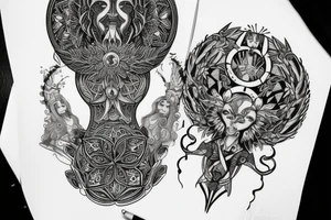 slavic mythology figure symmetric tattoo idea