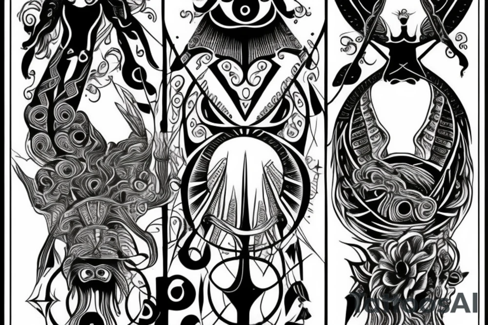 slavic mythology figure symmetric tattoo idea