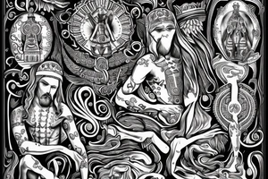 slavic bible figure symmetric tattoo idea