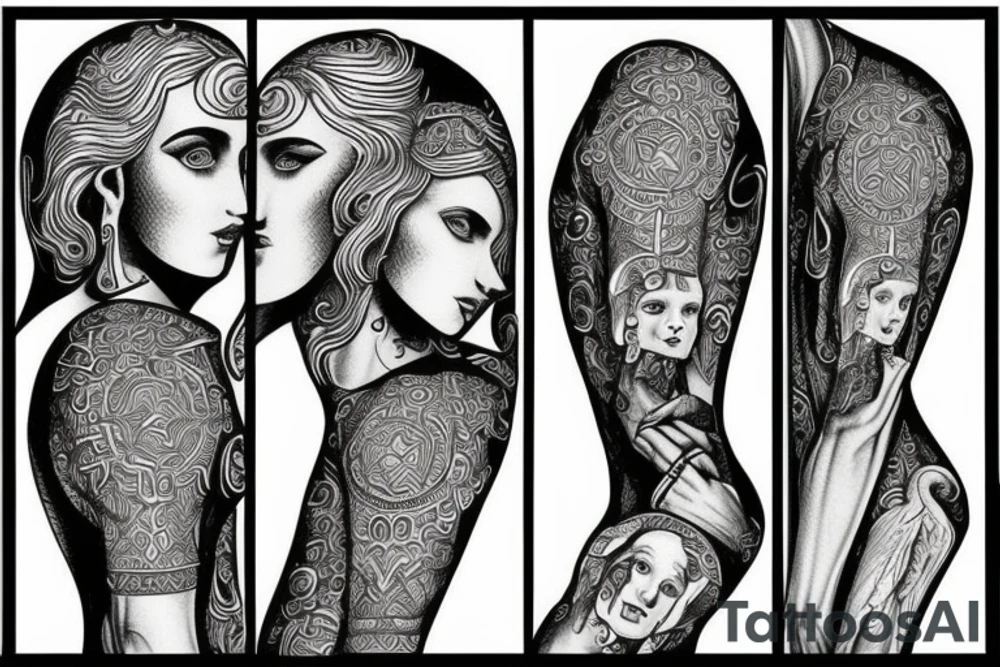 slavic bible figure symmetric tattoo idea