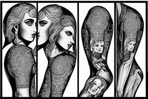 slavic bible figure symmetric tattoo idea