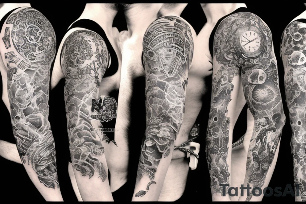 sleeve depicting the beginning of time tattoo idea