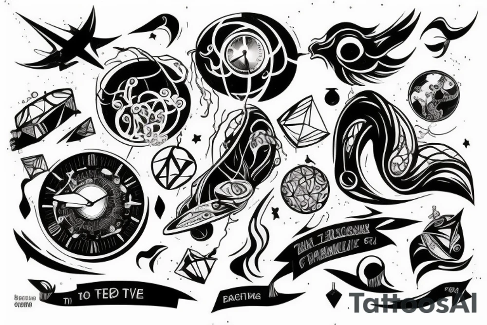 The beginning of time to futuristic tattoo idea