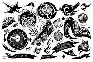 The beginning of time to futuristic tattoo idea