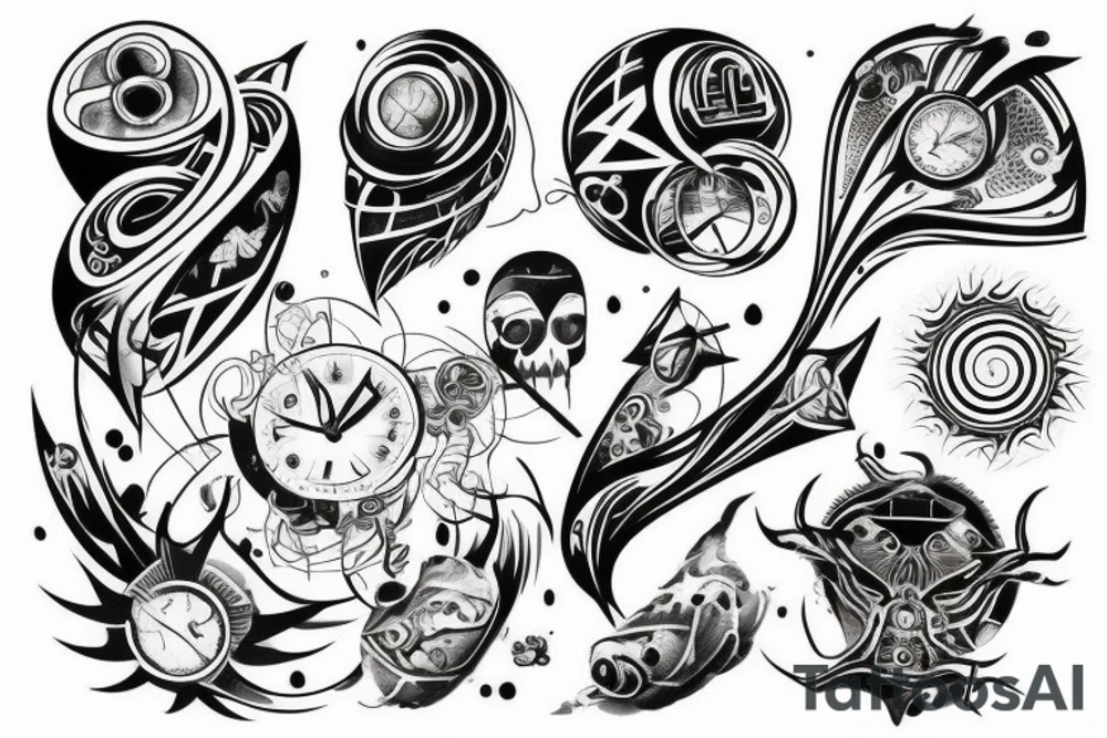 The beginning of time to futuristic tattoo idea