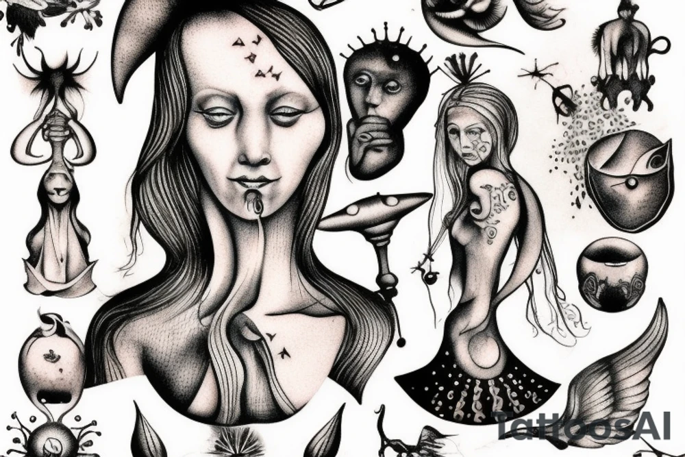 Hieronymus Bosch woman with tatoo surreal tattoo idea